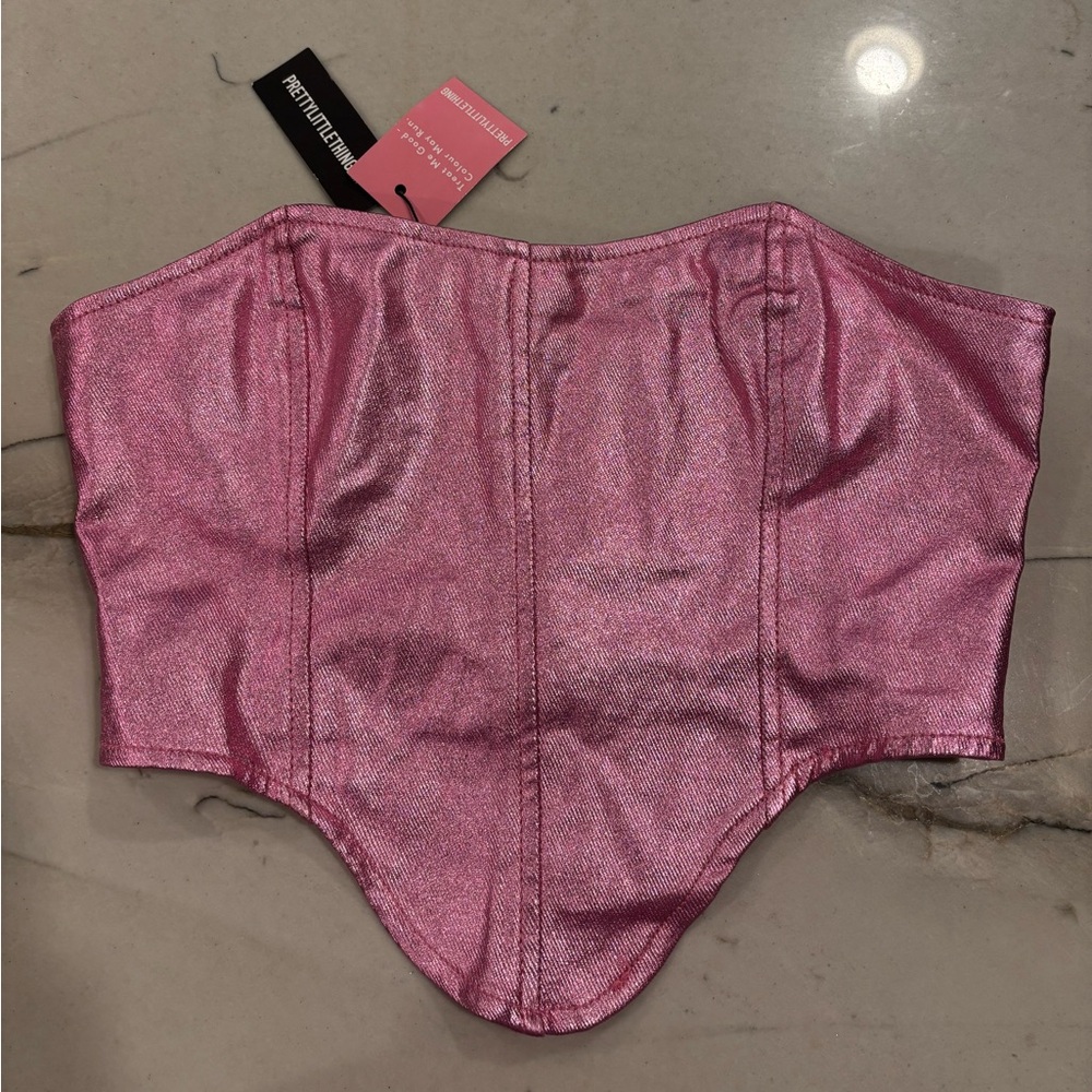 NEW Pink Metallic Corset Top